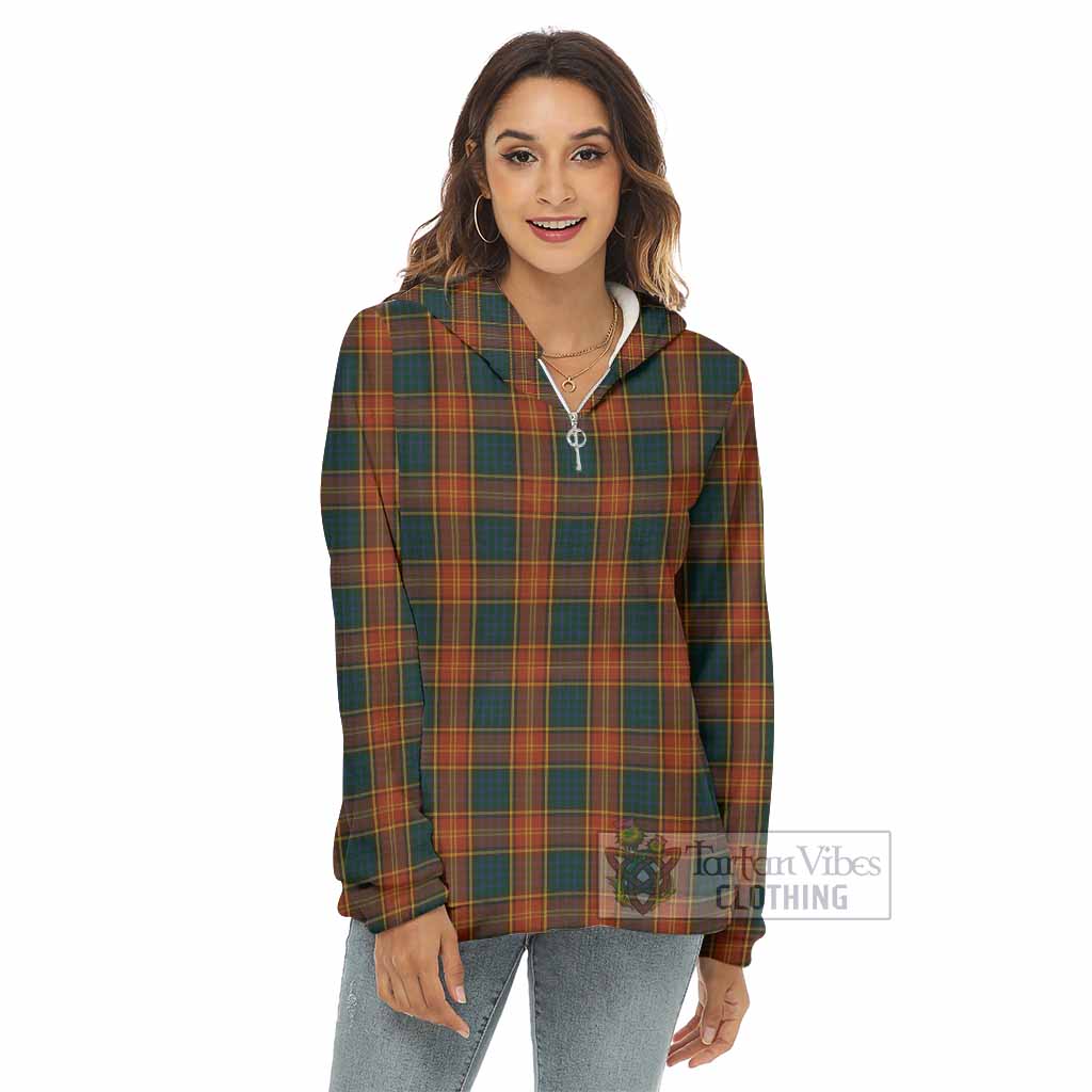 Tartan Vibes Clothing Roscommon County Ireland Tartan Women's Borg  Half Zip Fleece Hoodie