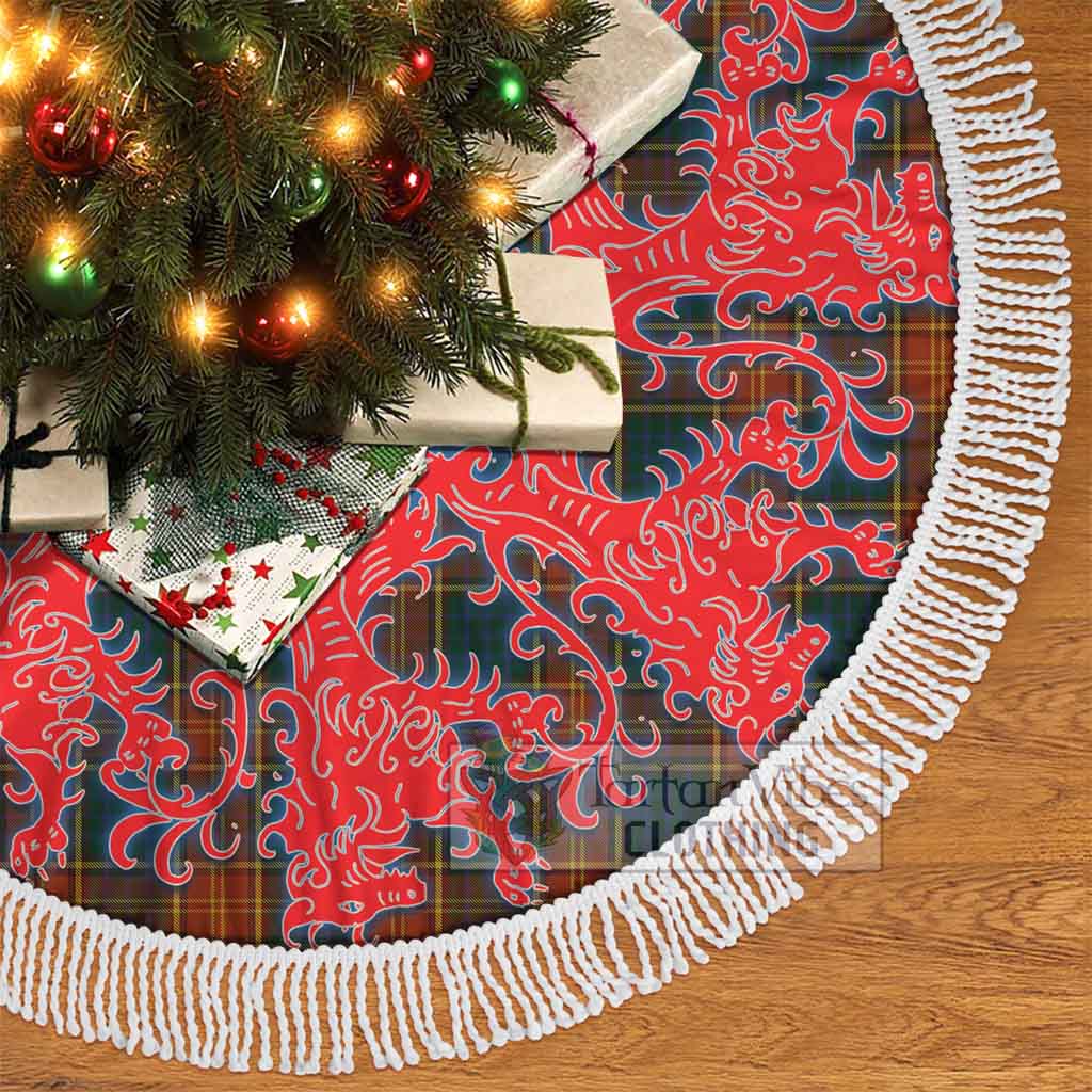 Tartan Vibes Clothing Roscommon County Ireland Tartan Christmas Tree Skirt Lion Rampant Style