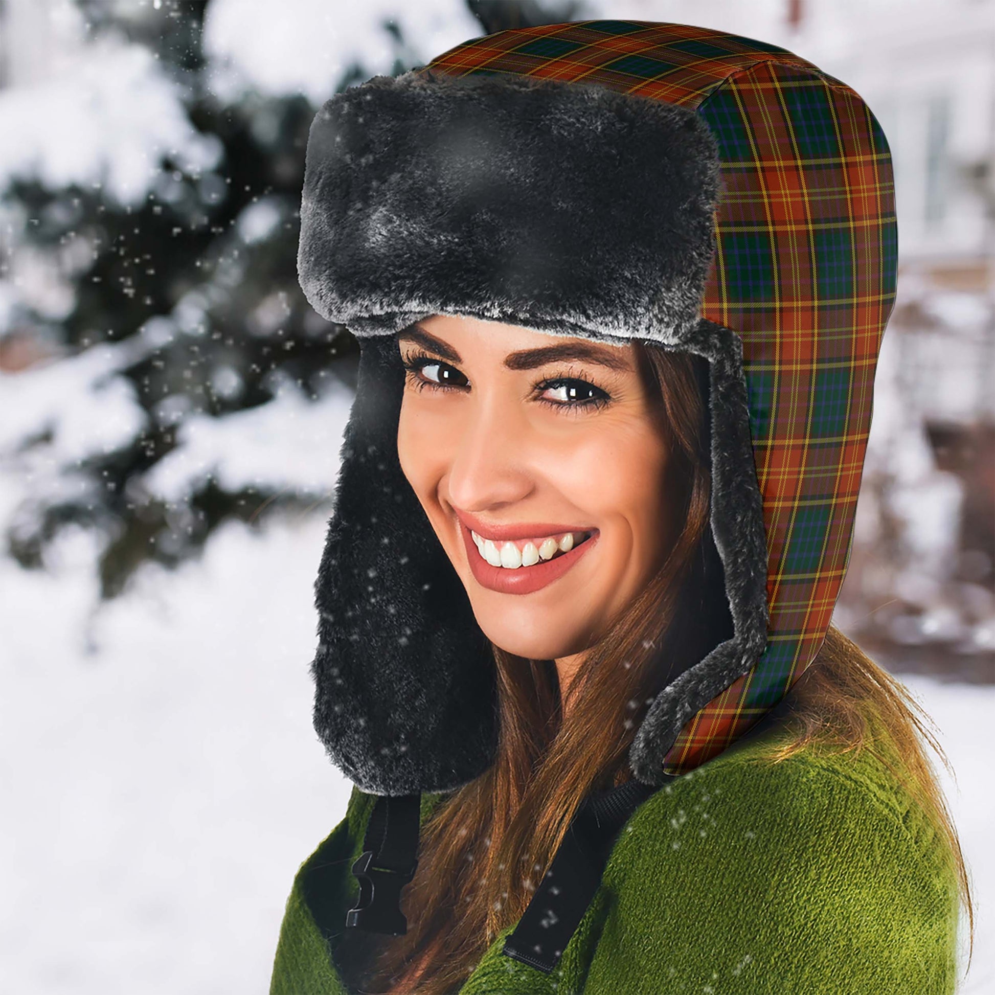 Roscommon County Ireland Tartan Winter Trapper Hat - Tartanvibesclothing