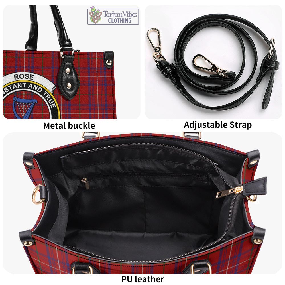 Tartan Vibes Clothing Rose Tartan Luxury Leather Handbags with Family Crest