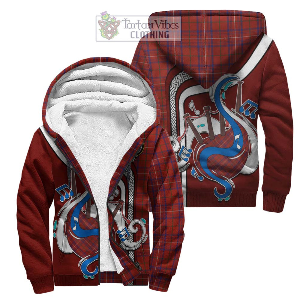 Rose Tartan Sherpa Hoodie with Epic Bagpipe Style Unisex S - Tartanvibesclothing Shop