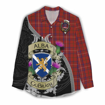 Rose Tartan Family Crest Women's Casual Shirt Lion Rampant Royal Thistle Shield Celtic Inspired