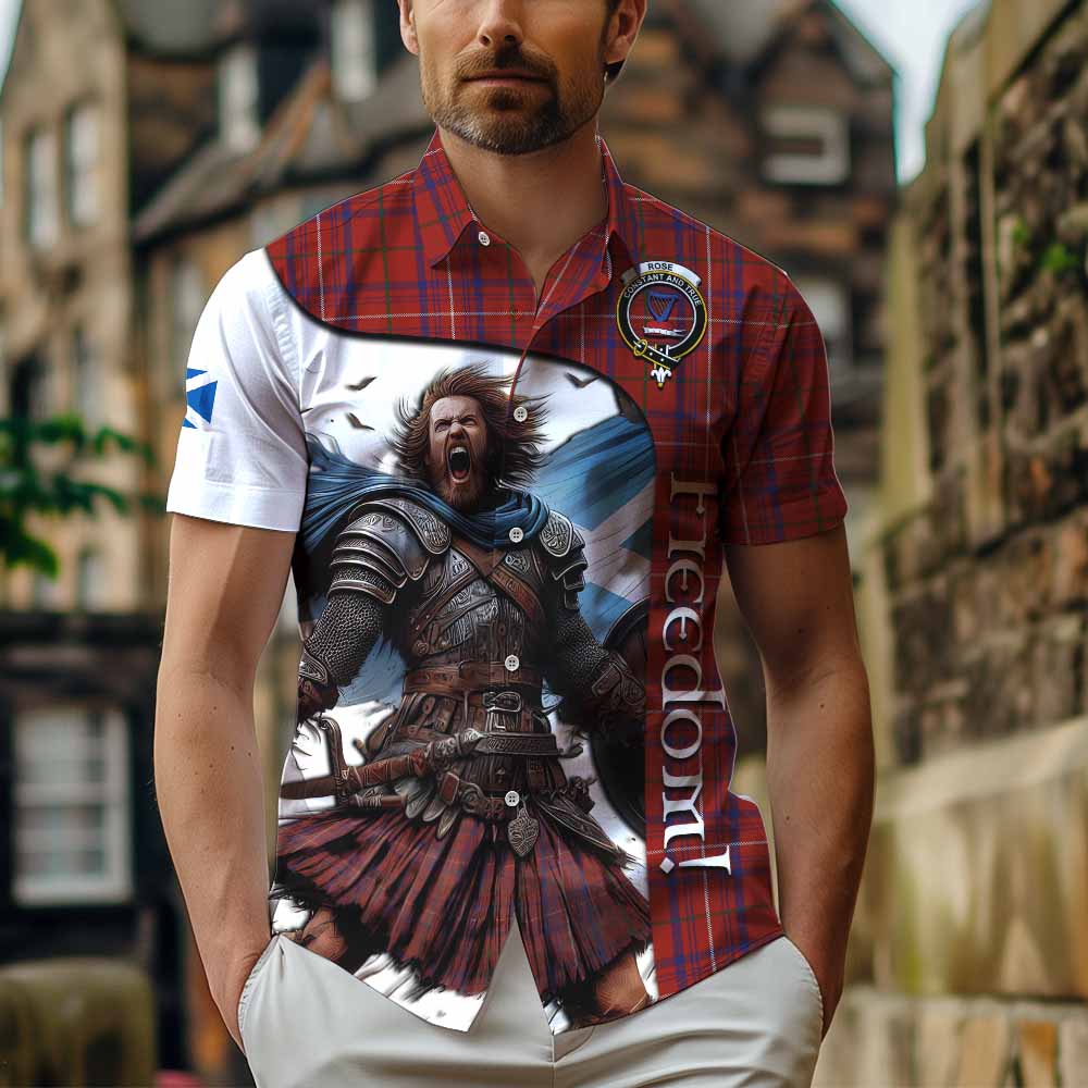 Tartan Vibes Clothing Rose Crest Tartan Short Sleeve Button Shirt Inspired by the Freedom of Scottish Warrior