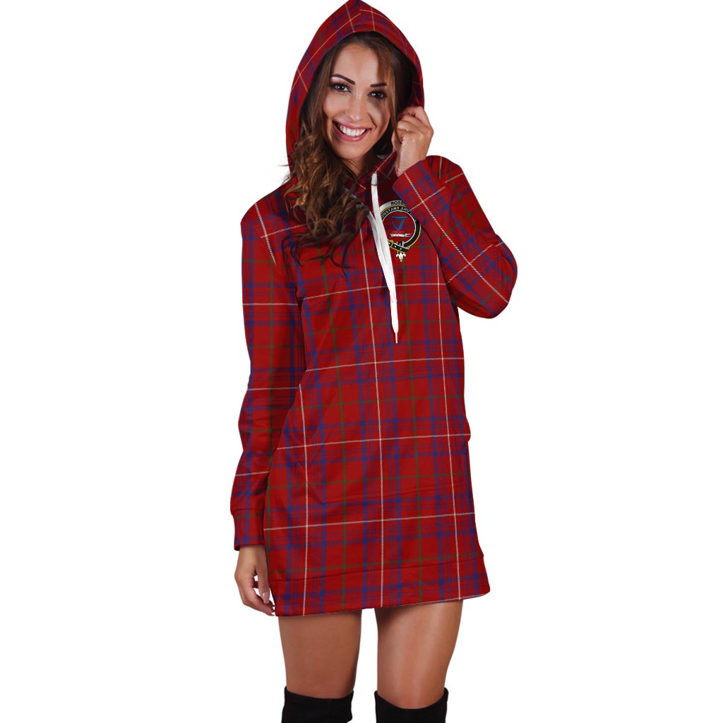 Rose Tartan Hoodie Dress with Family Crest - Tartan Vibes Clothing