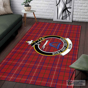 Rose Tartan Area Rug with Family Crest