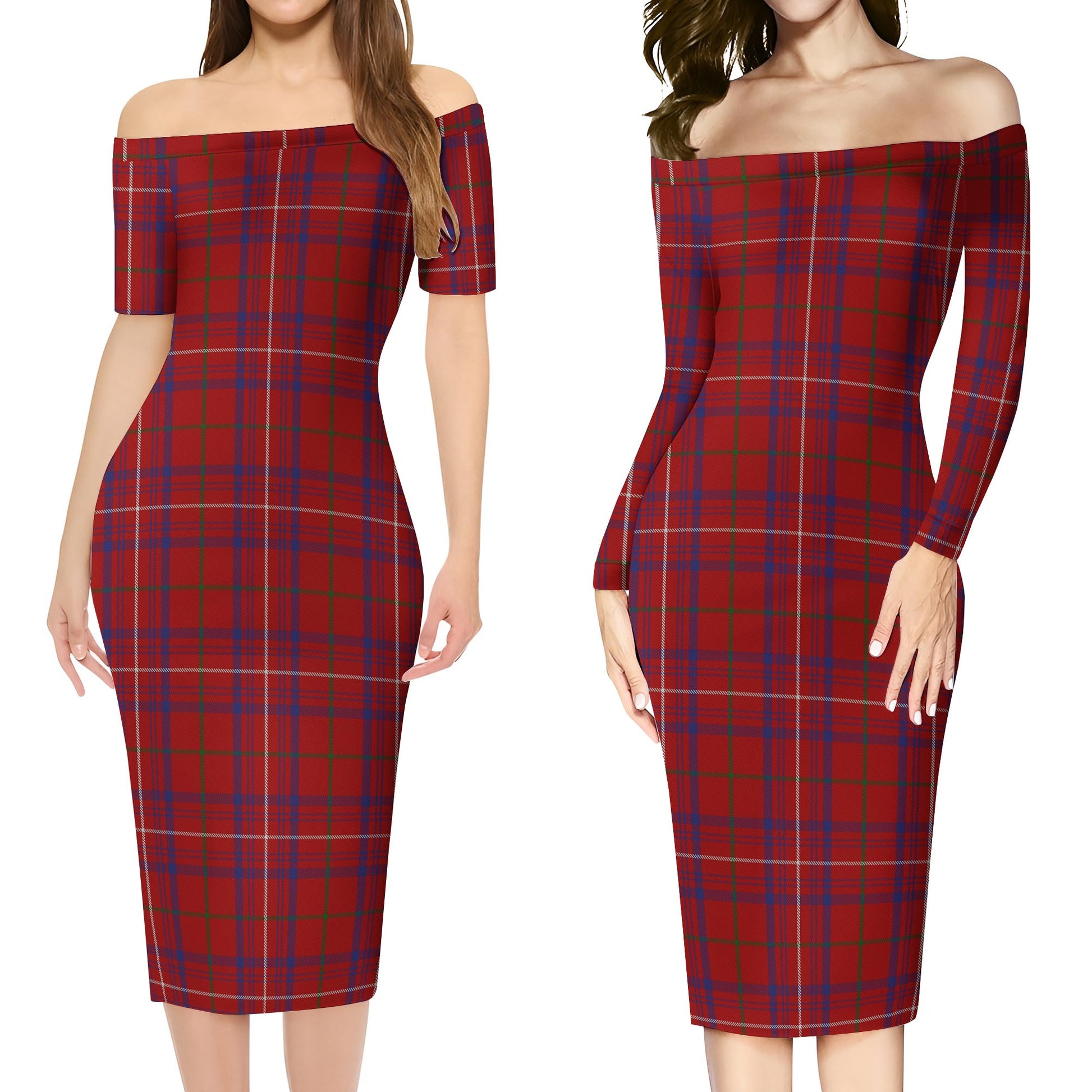 Rose Tartan Off Shoulder Lady Dress Women's Dress - Tartanvibesclothing