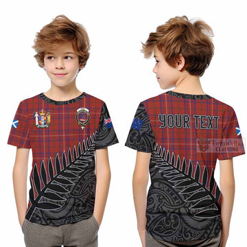 Rose Crest Tartan Kid T-Shirt with New Zealand Silver Fern Half Style