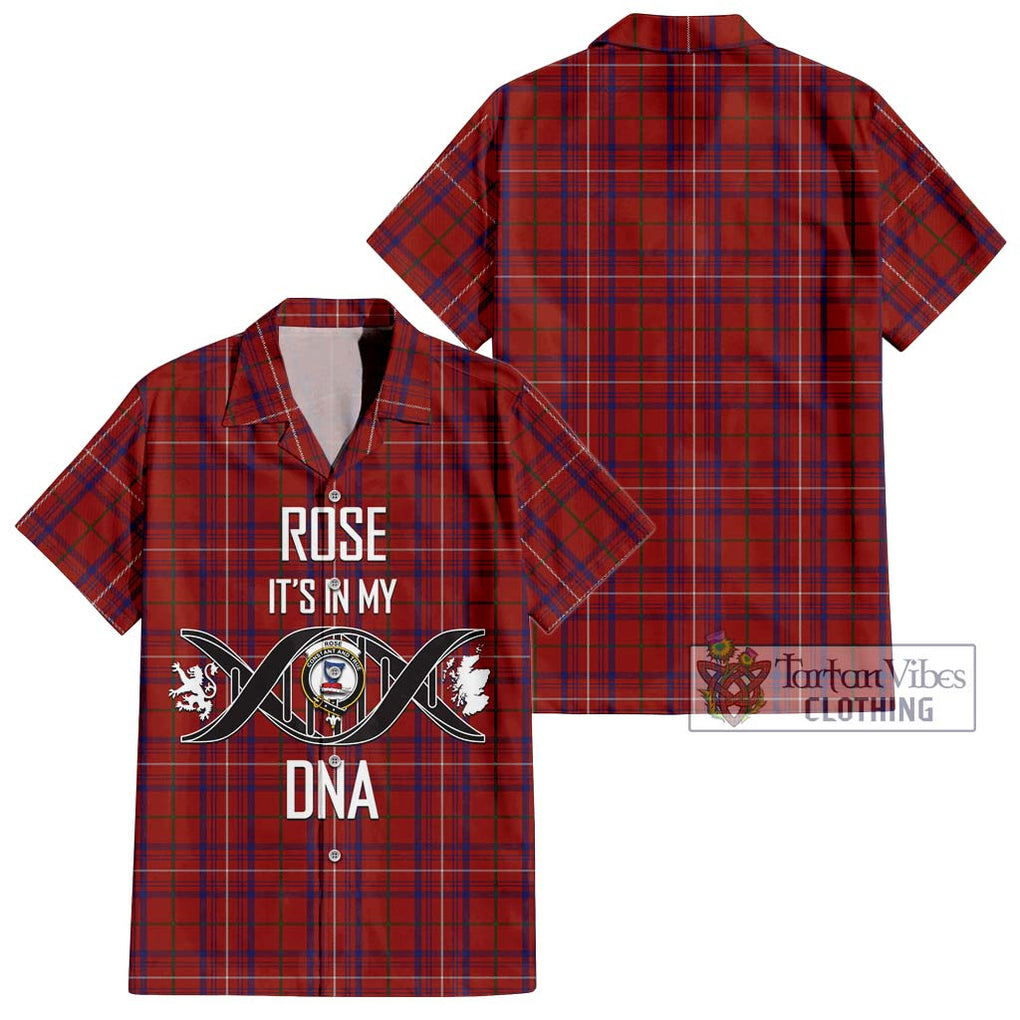 Rose Tartan Short Sleeve Button Shirt with Family Crest DNA In Me Style Kid - Tartanvibesclothing Shop