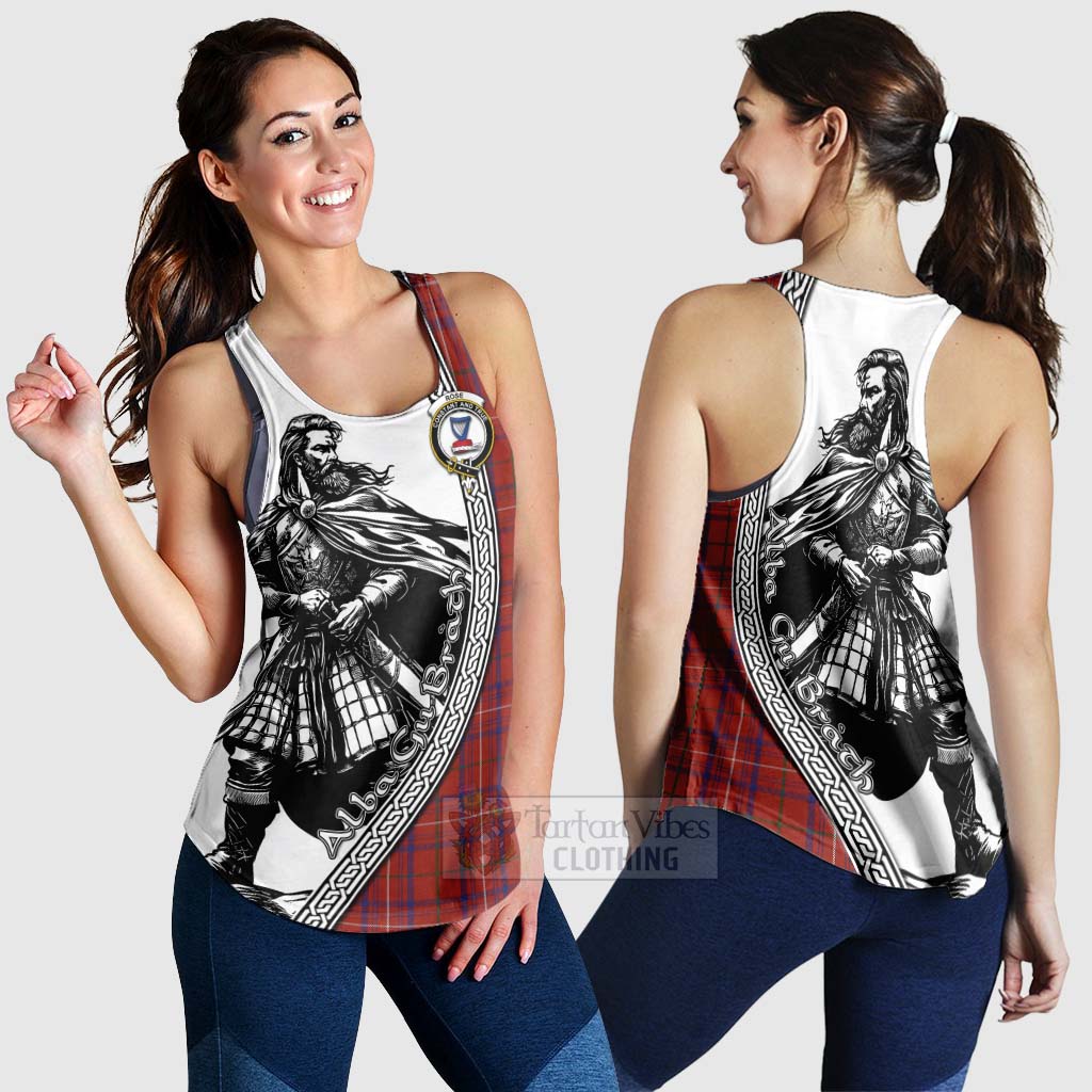 Tartan Vibes Clothing Rose Tartan Clan Crest Women's Racerback Tanks with Highlander Warrior Celtic Style