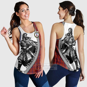 Rose Tartan Clan Crest Women's Racerback Tanks with Highlander Warrior Celtic Style