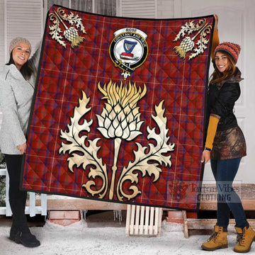 Rose Tartan Quilt with Family Crest and Golden Thistle Style