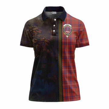 Rose Tartan Family Crest Women's Polo Shirt Alba Gu Brath Be Brave Lion Ancient Style