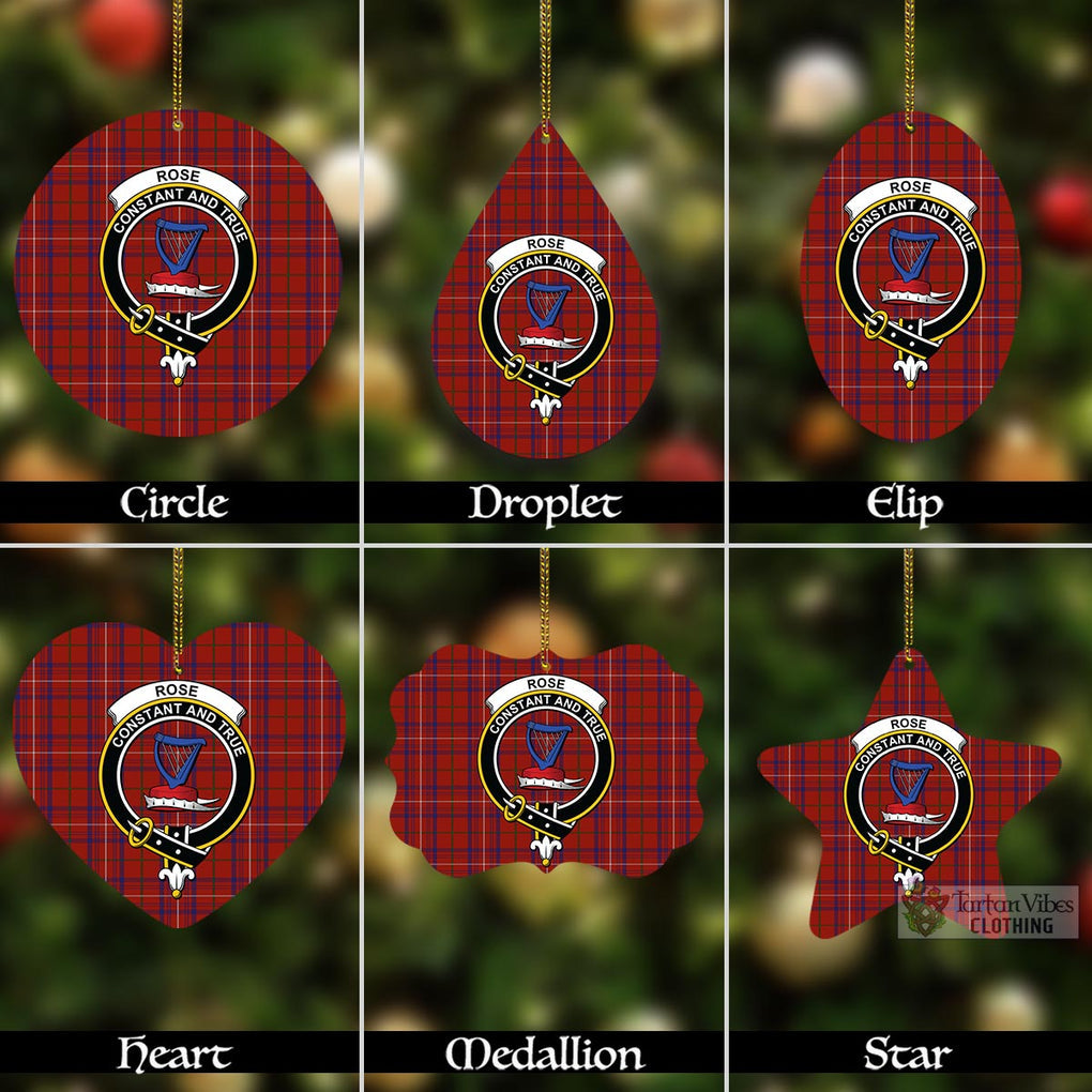 Tartan Vibes Clothing Rose Tartan Christmas Aluminium Ornament with Family Crest