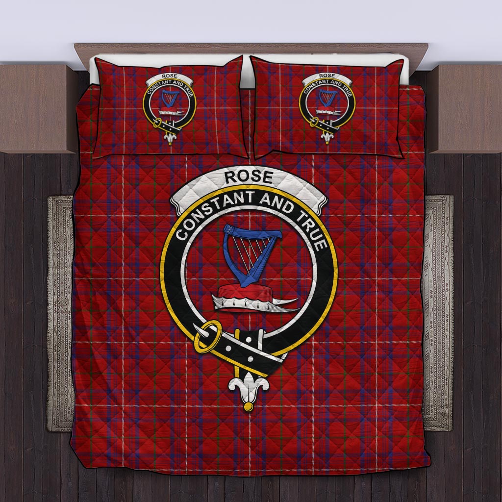 Rose Tartan Quilt Bed Set with Family Crest Twin - Tartan Vibes Clothing