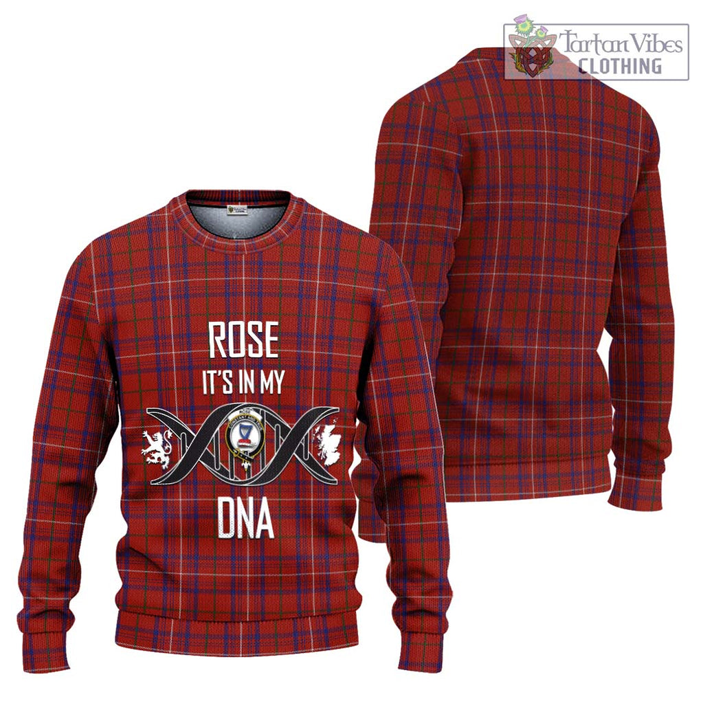 Rose Tartan Knitted Sweater with Family Crest DNA In Me Style Unisex - Tartanvibesclothing Shop