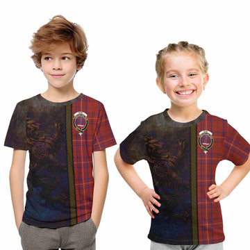 Rose Tartan Family Crest Kid T-Shirt Alba Gu Brath Be Brave Lion Ancient Style