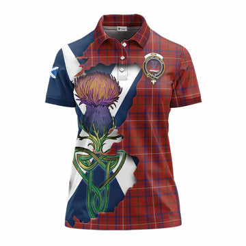 Rose Tartan Family Crest Women's Polo Shirt Scottish Thistle Celtic Inspired Women - Tartan Vibes Clothing