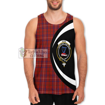 Rose Tartan Men's Tank Top with Family Crest Circle Style