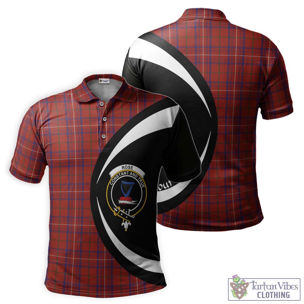Tartan Vibes Clothing Rose Tartan Men's Polo Shirt with Family Crest Circle Style