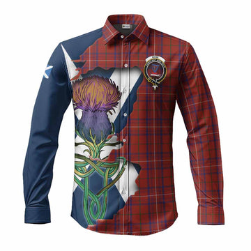 Rose Tartan Family Crest Long Sleeve Button Shirt Scottish Thistle Celtic Inspired