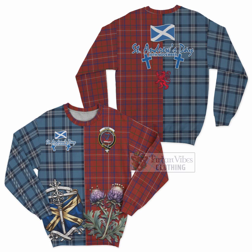 Tartan Vibes Clothing Rose Tartan Sweatshirt Happy St. Andrew's Day Half Tartan Style