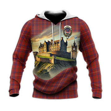 Rose Tartan Family Crest Knitted Hoodie with Scottish Ancient Castle Style