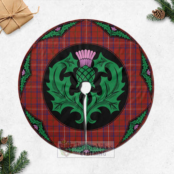 Rose Tartan Christmas Tree Skirt Scottish Thistle Style