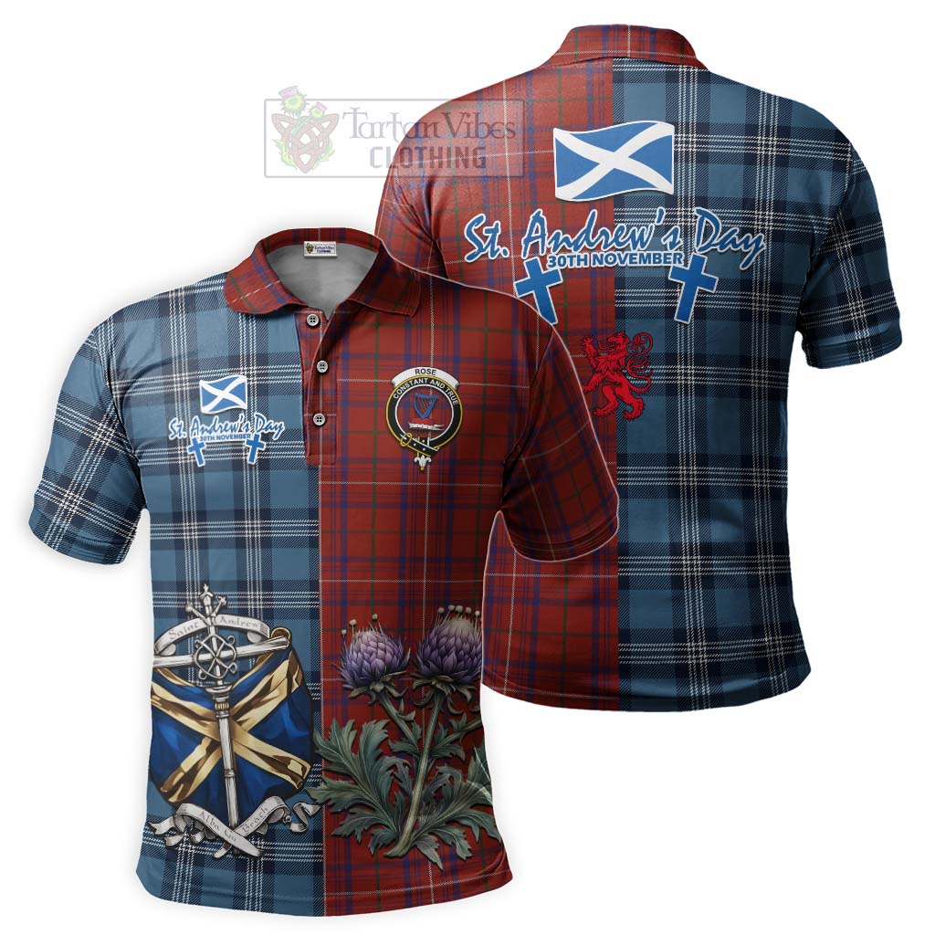 Tartan Vibes Clothing Rose Tartan Polo Shirt Happy St. Andrew's Day Half Tartan Style