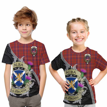 Rose Tartan Family Crest Kid T-Shirt Lion Rampant Royal Thistle Shield Celtic Inspired