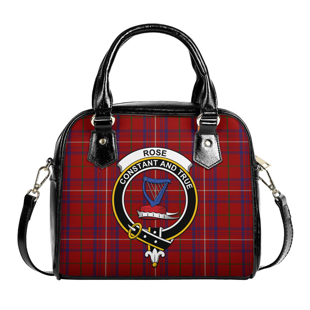 Rose Tartan Shoulder Handbags with Family Crest One Size 6*25*22 cm - Tartanvibesclothing