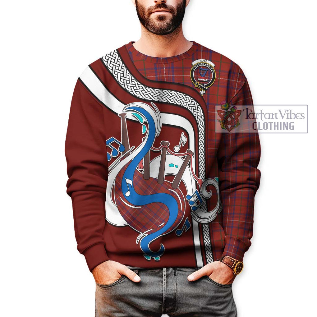 Tartan Vibes Clothing Rose Tartan Sweatshirt with Epic Bagpipe Style