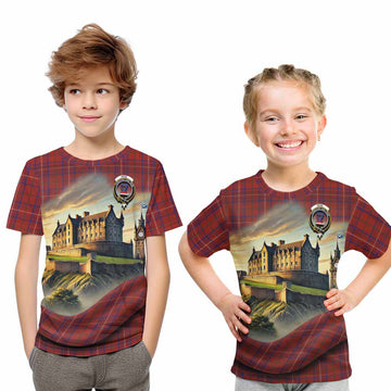 Rose Tartan Family Crest Kid T-Shirt with Scottish Ancient Castle Style