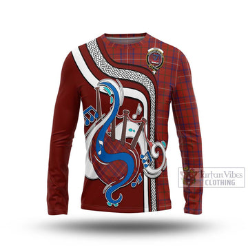 Rose Tartan Long Sleeve T-Shirt with Epic Bagpipe Style