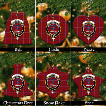 Rose Tartan Christmas Ceramic Ornaments with Family Crest