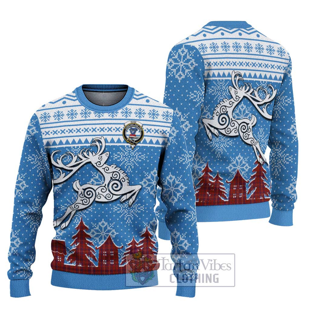 Tartan Vibes Clothing Rose Clan Christmas Ugly Sweater with Tartan and Celtic Raindeer Style