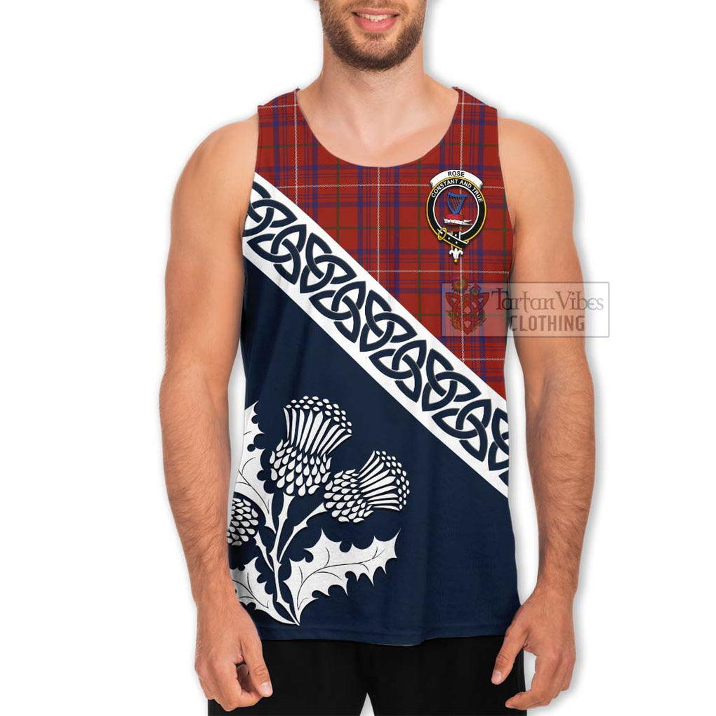 Tartan Vibes Clothing Rose Tartan Men's Tank Top Featuring Thistle and Scotland Map