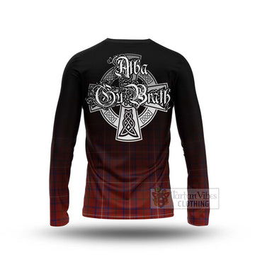 Rose Tartan Long Sleeve T-Shirt Featuring Alba Gu Brath Family Crest Celtic Inspired