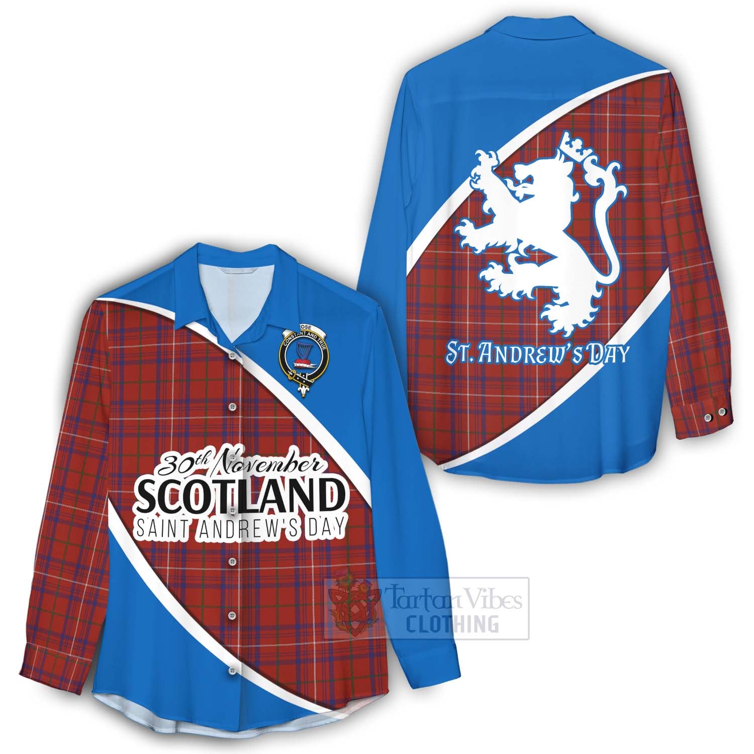 Tartan Vibes Clothing Rose Family Crest Tartan Women's Casual Shirt Celebrate Saint Andrew's Day in Style