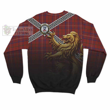 Rose Crest Tartan Sweatshirt with Golden Lion Emblem Celtic Style - Tartan Vibes Clothing