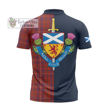 Rose Tartan Zipper Polo Shirt Alba with Scottish Lion Royal Arm Half Style