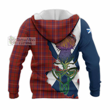 Rose Tartan Family Crest Knitted Hoodie Scottish Thistle Celtic Inspired