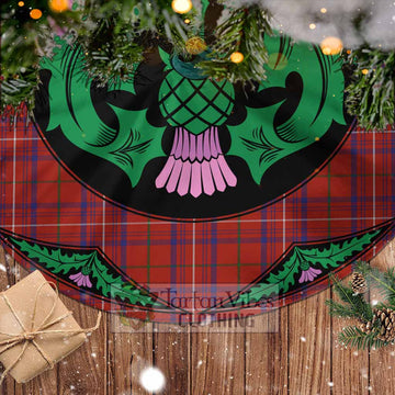 Rose Tartan Christmas Tree Skirt Scottish Thistle Style