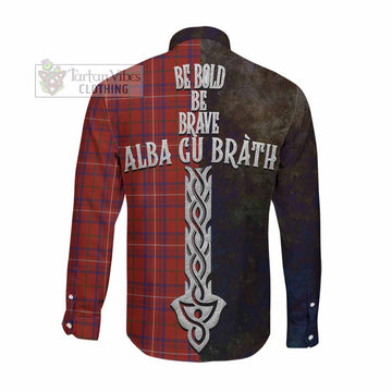 Rose Tartan Family Crest Long Sleeve Button Shirt Alba Gu Brath Be Brave Lion Ancient Style