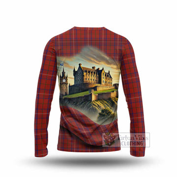 Rose Tartan Family Crest Long Sleeve T-Shirt with Scottish Ancient Castle Style - Tartan Vibes Clothing