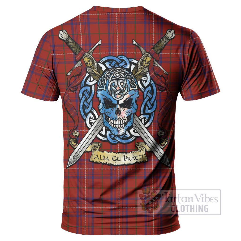 Tartan Vibes Clothing Rose Tartan T-Shirt with Family Crest Celtic Skull Style