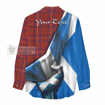 Rose Tartan Women's Casual Shirt with Family Crest Scotland Patriotic Style