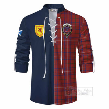 Rose Tartan Ghillie Kilt Shirt Alba with Scottish Lion Royal Arm Half Style