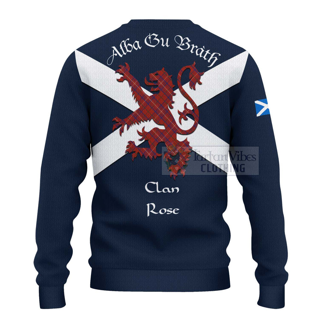 Tartan Vibes Clothing Rose Tartan Lion Rampant Knitted Sweater – Proudly Display Your Heritage with Alba Gu Brath and Clan Name