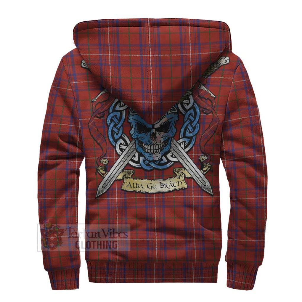 Tartan Vibes Clothing Rose Tartan Sherpa Hoodie with Family Crest Celtic Skull Style