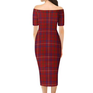 Rose Tartan Off Shoulder Lady Dress